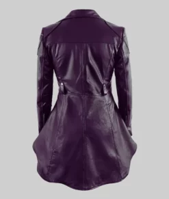 Lexa Women's Purple Peplum Leather Jacket - Purple Peplum Leather Jacket-1