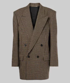 Lily Collins Oversized Wool Blend Blazer-Generic
