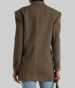 Lily Collins Oversized Wool Blend Blazer-Generic
