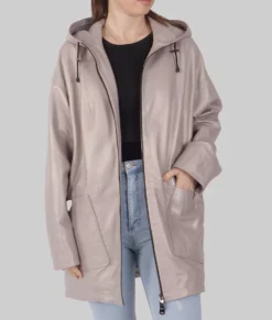 Lisa Womens White Leather Jacket - Womens White Leather Jacket-3