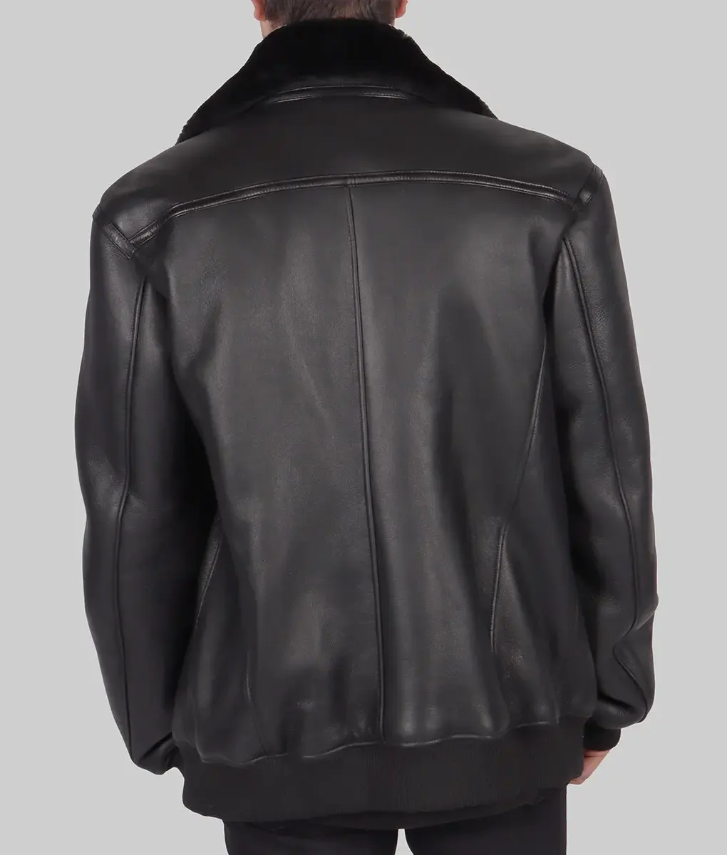 Max Mens Black Bomber Leather Jacket | NYC Jackets