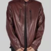 Max Mens Brown Leather Jacket - Mens Cafe Racer Brown Leather Jacket-4
