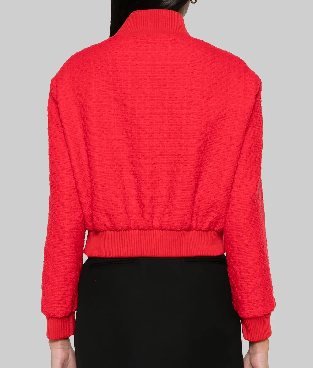Nobody Wants This Kristen Bell Red Cropped Jacket-Back View