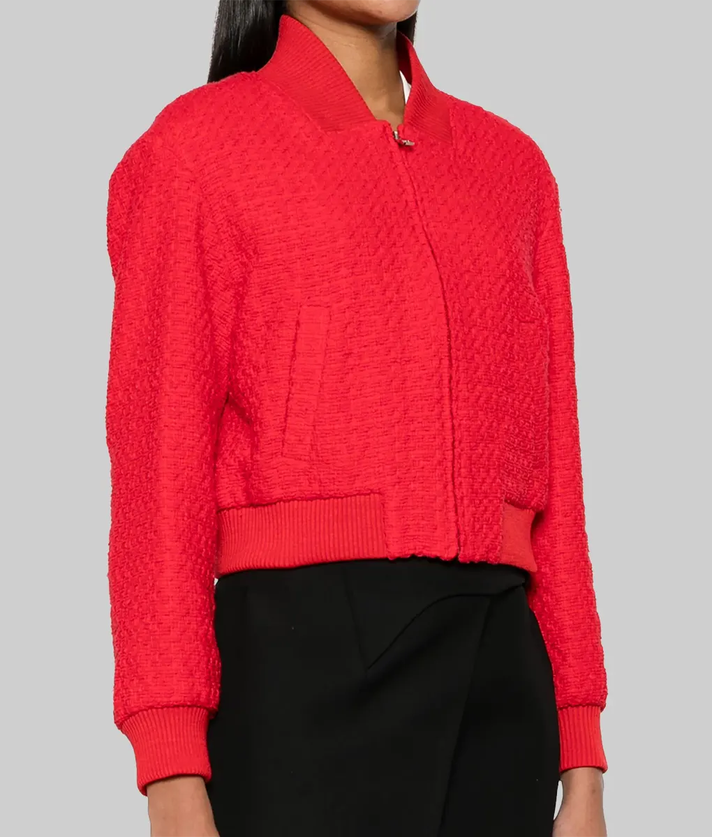 Nobody Wants This Kristen Bell Red Cropped Jacket-Side View