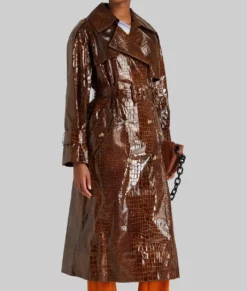 Only Murders in the Building Selena Gomez Brown Trench Coat-Side View