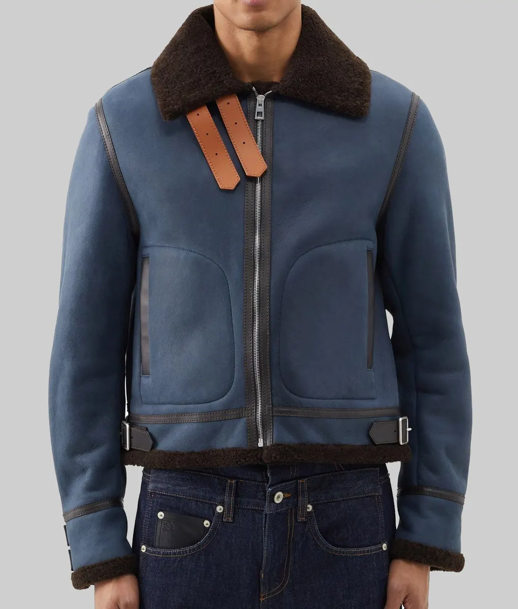 Power Book II Ghost Michael Rainey Jr Blue Aviator Jacket-Front View