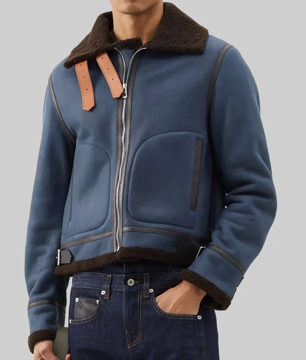 Power Book II Ghost Michael Rainey Jr Blue Aviator Jacket-Front View