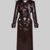 Sarah Women's Burgundy Leather Trench Coat - Women's Burgundy Leather Trench Coat-2