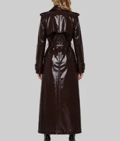 Sarah Women's Dark Brown Leather Trench Coat-Back