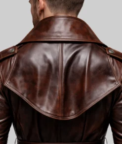 Terry Men’s Brown Leather Trench Coat-Zoom