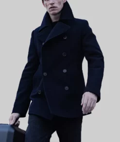 The Day of the Jackal Eddie Redmayne Blue Wool Pea Coat
