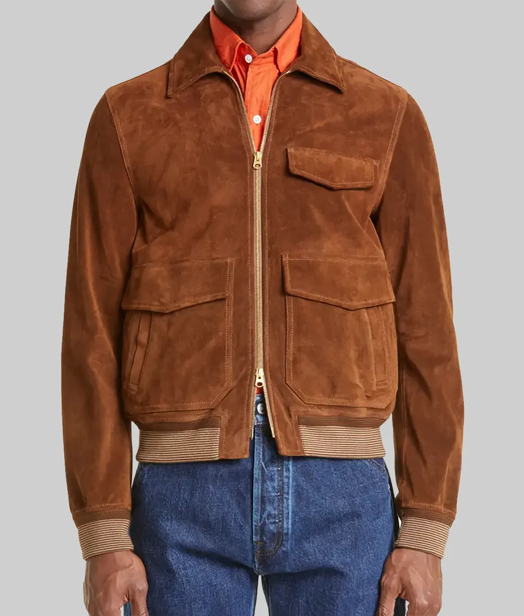The Day of the Jackal Eddie Redmayne Suede Jacket-Front View
