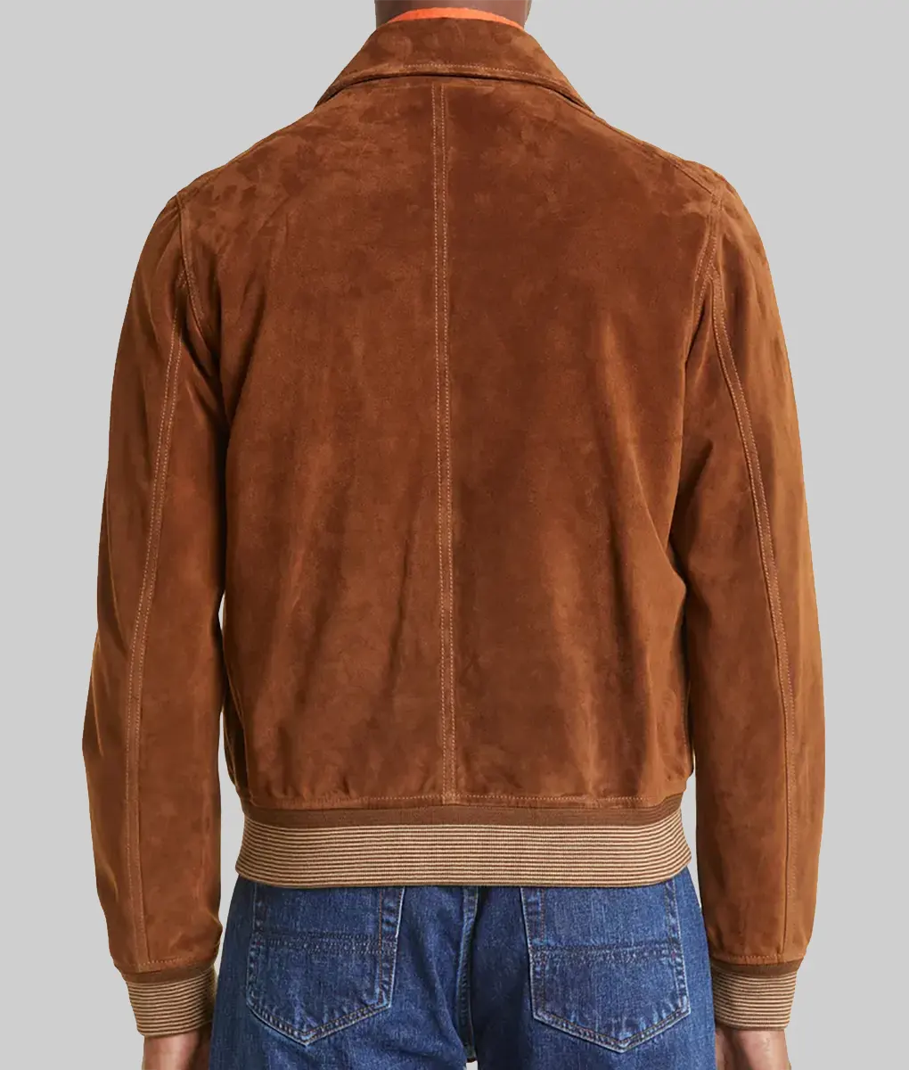 The Day of the Jackal Eddie Redmayne Suede Jacket-BACK View