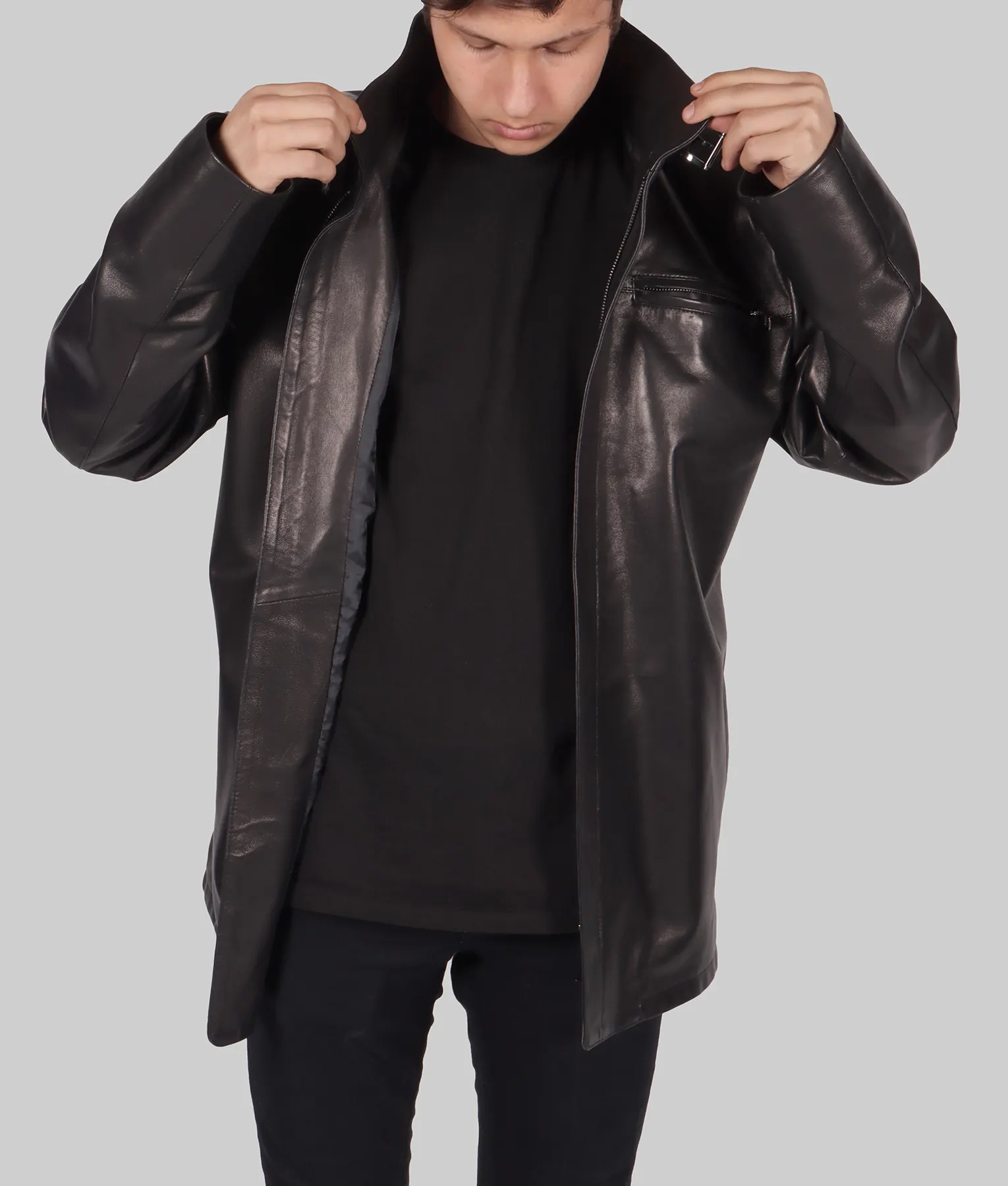 Trent Mens Black Leather Jacket | NYC Jackets