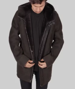 Tyler Mens Brown Hooded Leather Jacket - Mens Brown Hooded Jacket-4