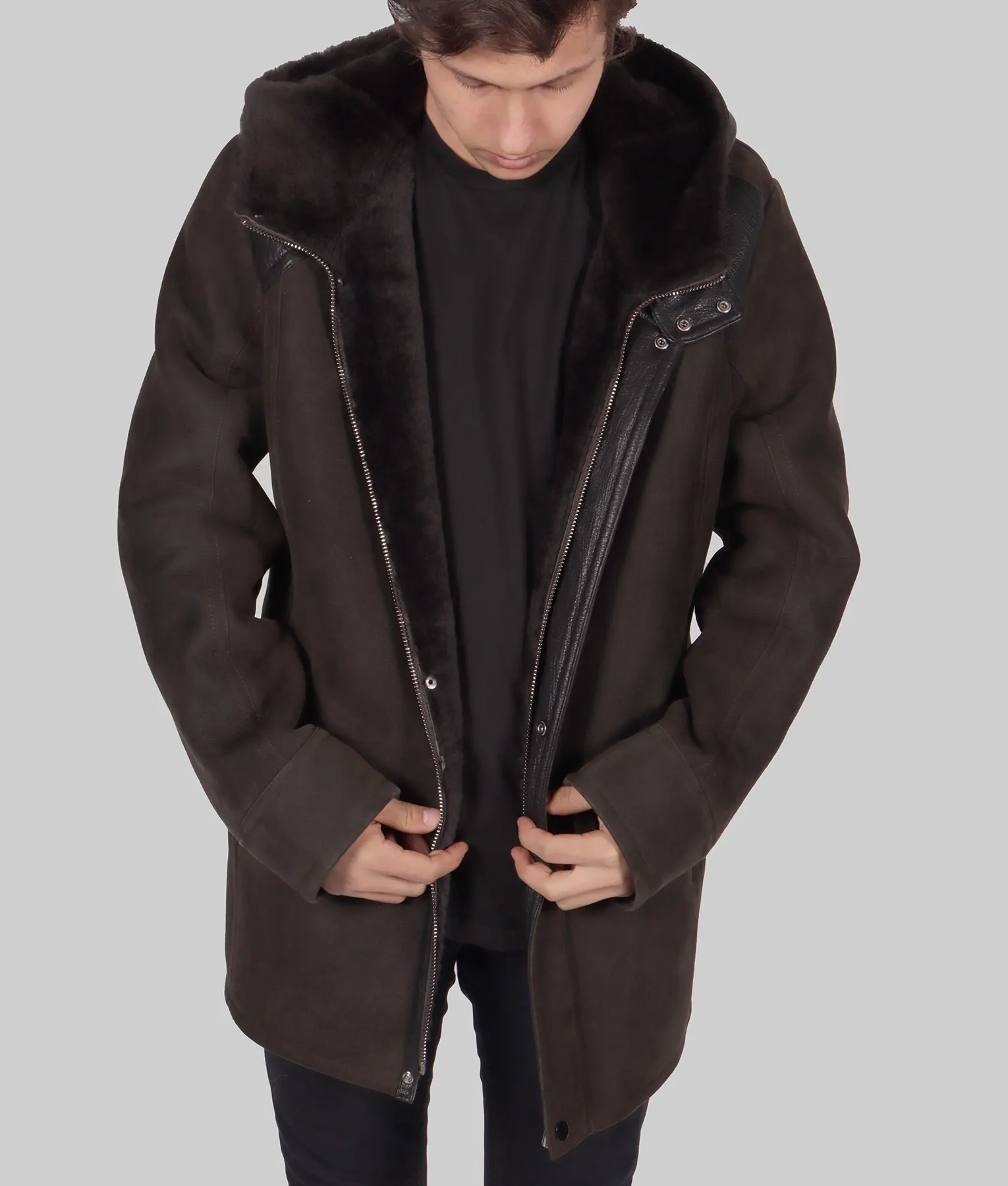 Tyler Mens Brown Hooded Leather Jacket - Mens Brown Hooded Jacket-4