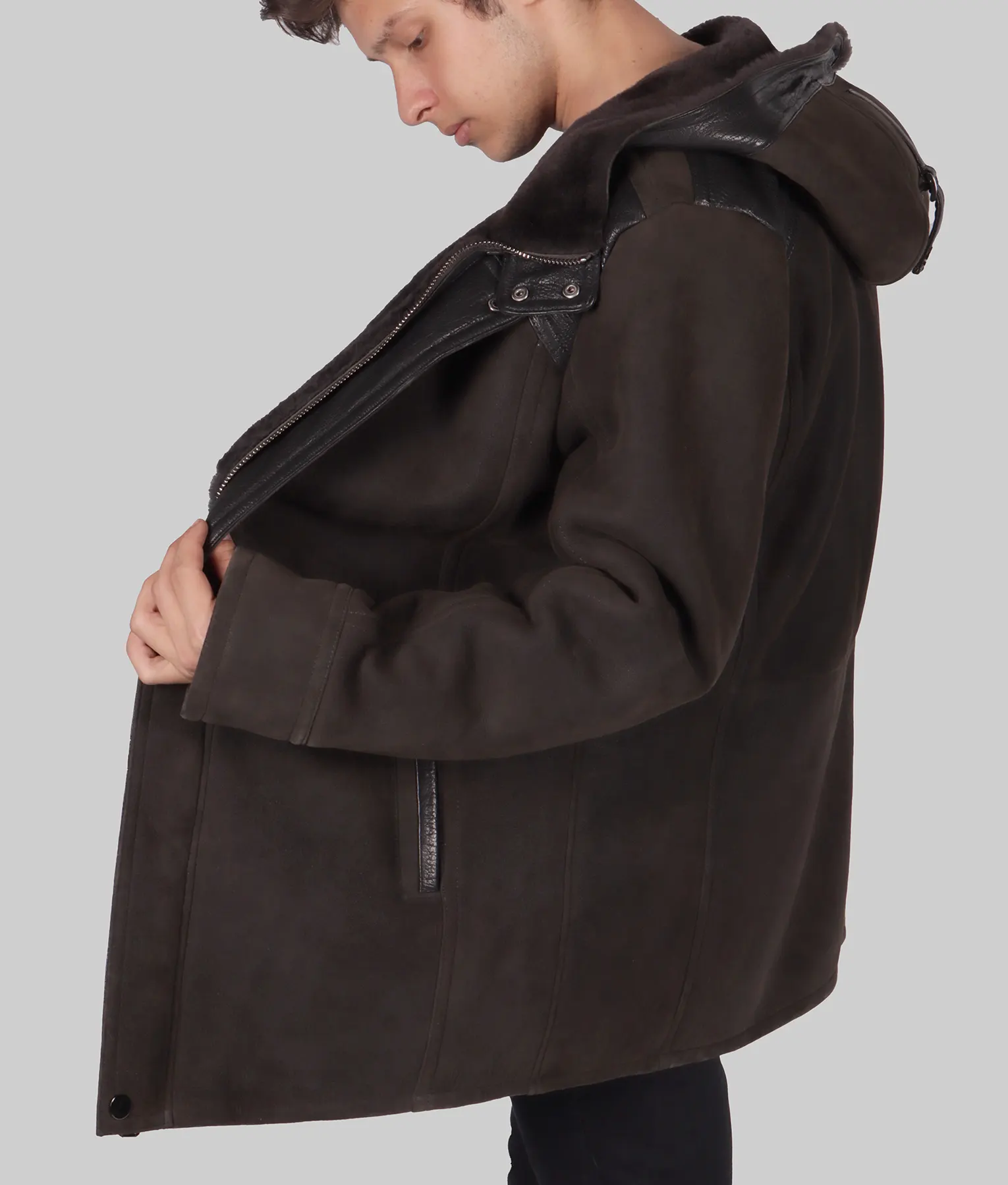 Tyler Mens Brown Hooded Leather Jacket - Mens Brown Hooded Jacket-3