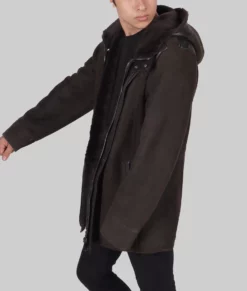 Tyler Mens Brown Hooded Leather Jacket - Mens Brown Hooded Jacket-2