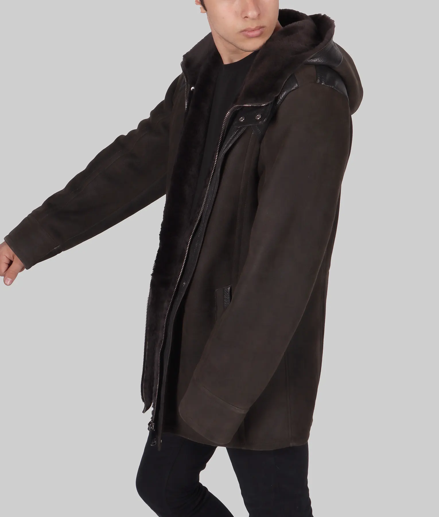 Tyler Mens Brown Hooded Leather Jacket - Mens Brown Hooded Jacket-2