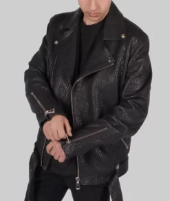 Zark Mens Distressed Black Biker Leather Jacket - Mens Distressed Biker Leather Jacket-2