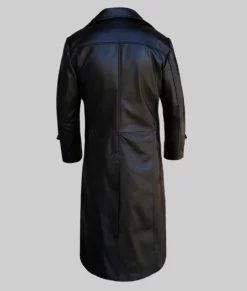 Zen Men's Black Leather Trench Coat - Men's Black Leather Trench Coat-3