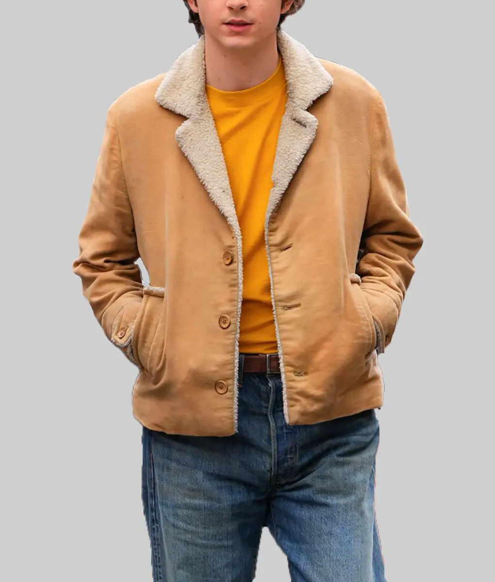 A Complete Unknown Timothée Chalamet Shearling Jacket-Front View
