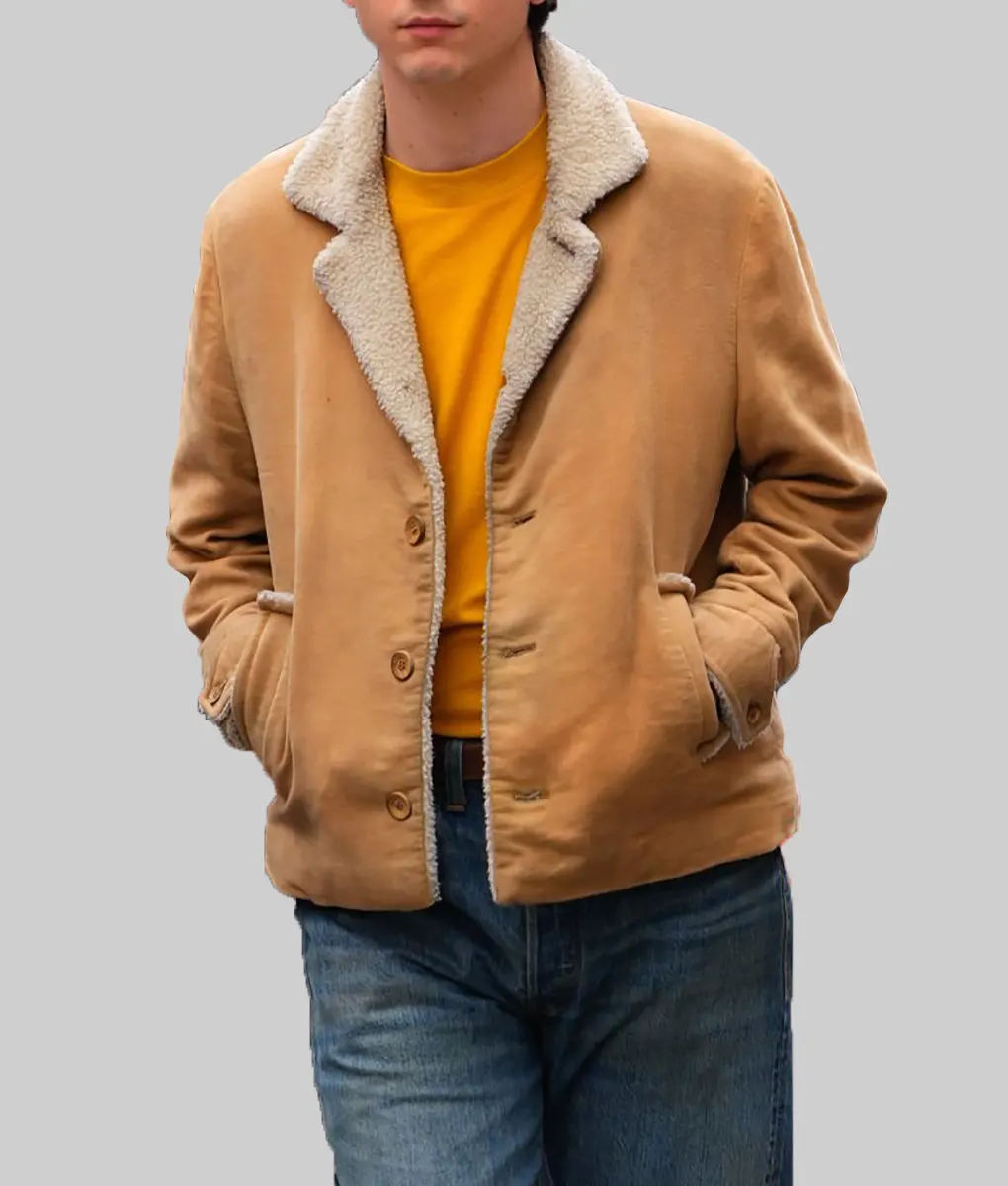 A Complete Unknown Timothée Chalamet Shearling Jacket-Front View