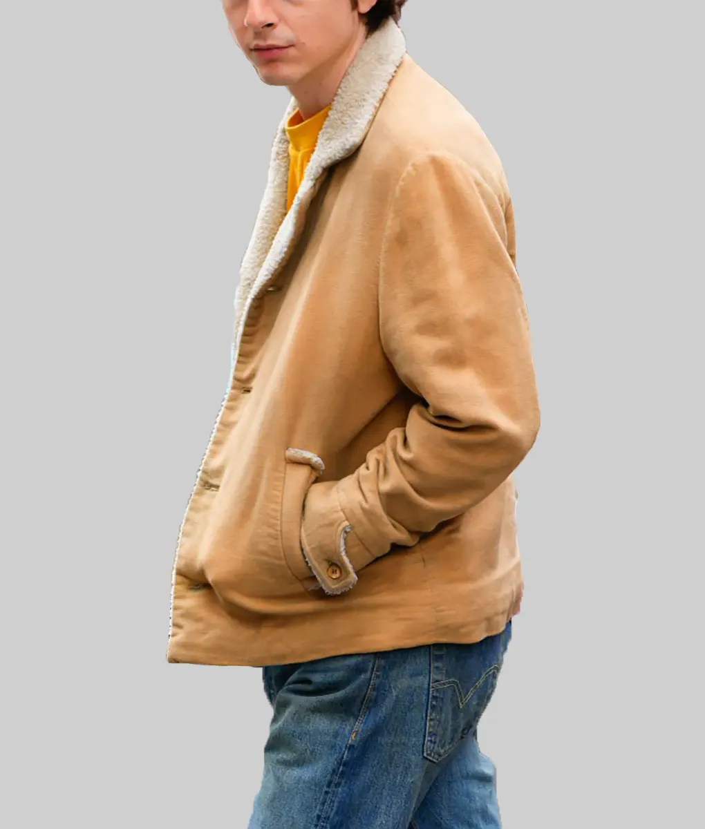 A Complete Unknown Timothée Chalamet Shearling Jacket-Side View