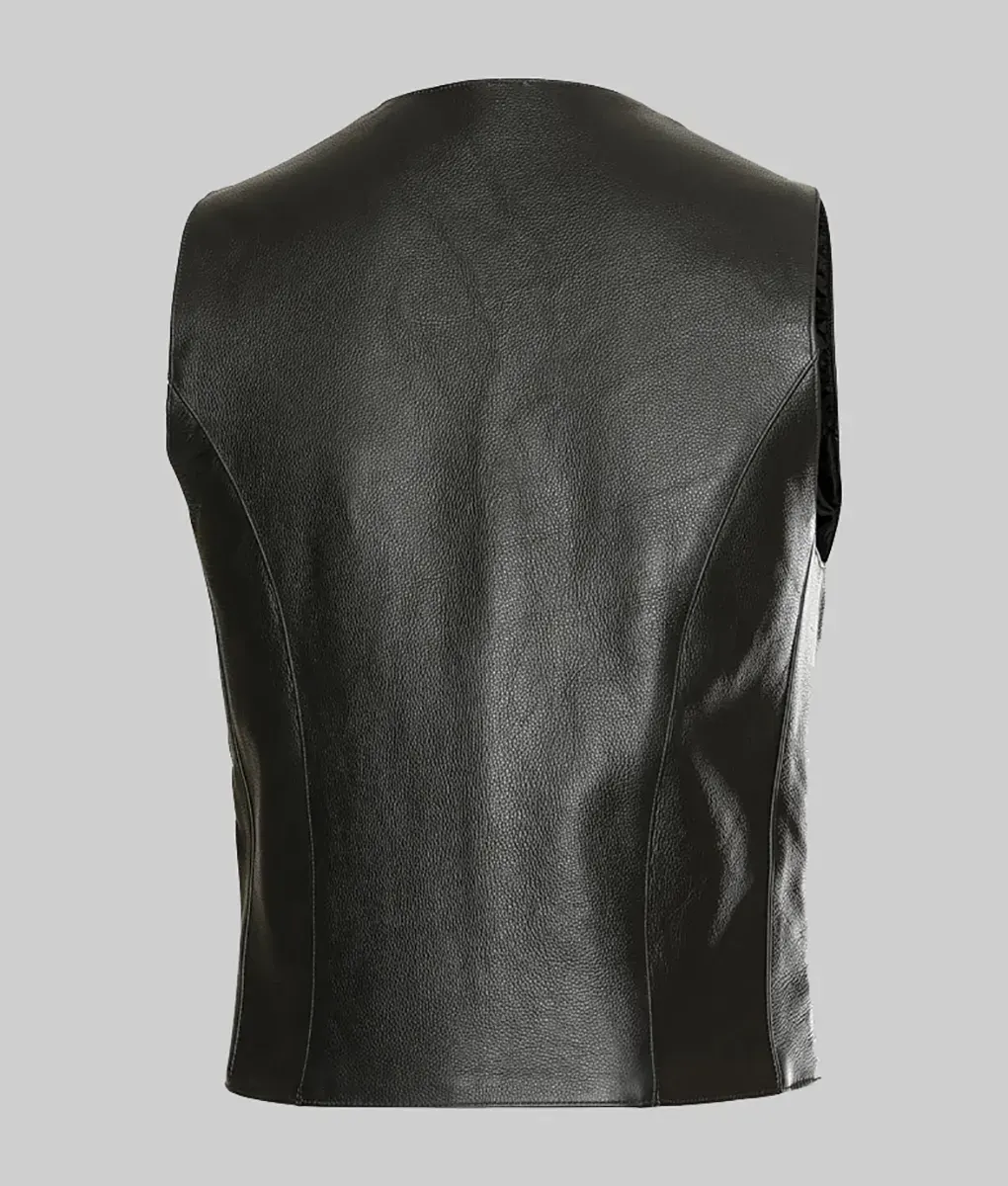 Andy Biersack Black Leather Vest | NYC Jackets
