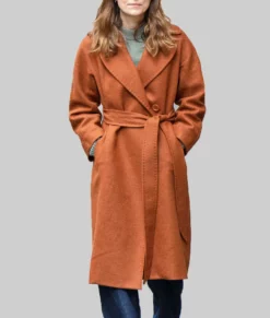 Black Doves Keira Knightley Brown Wool Coat-Front View