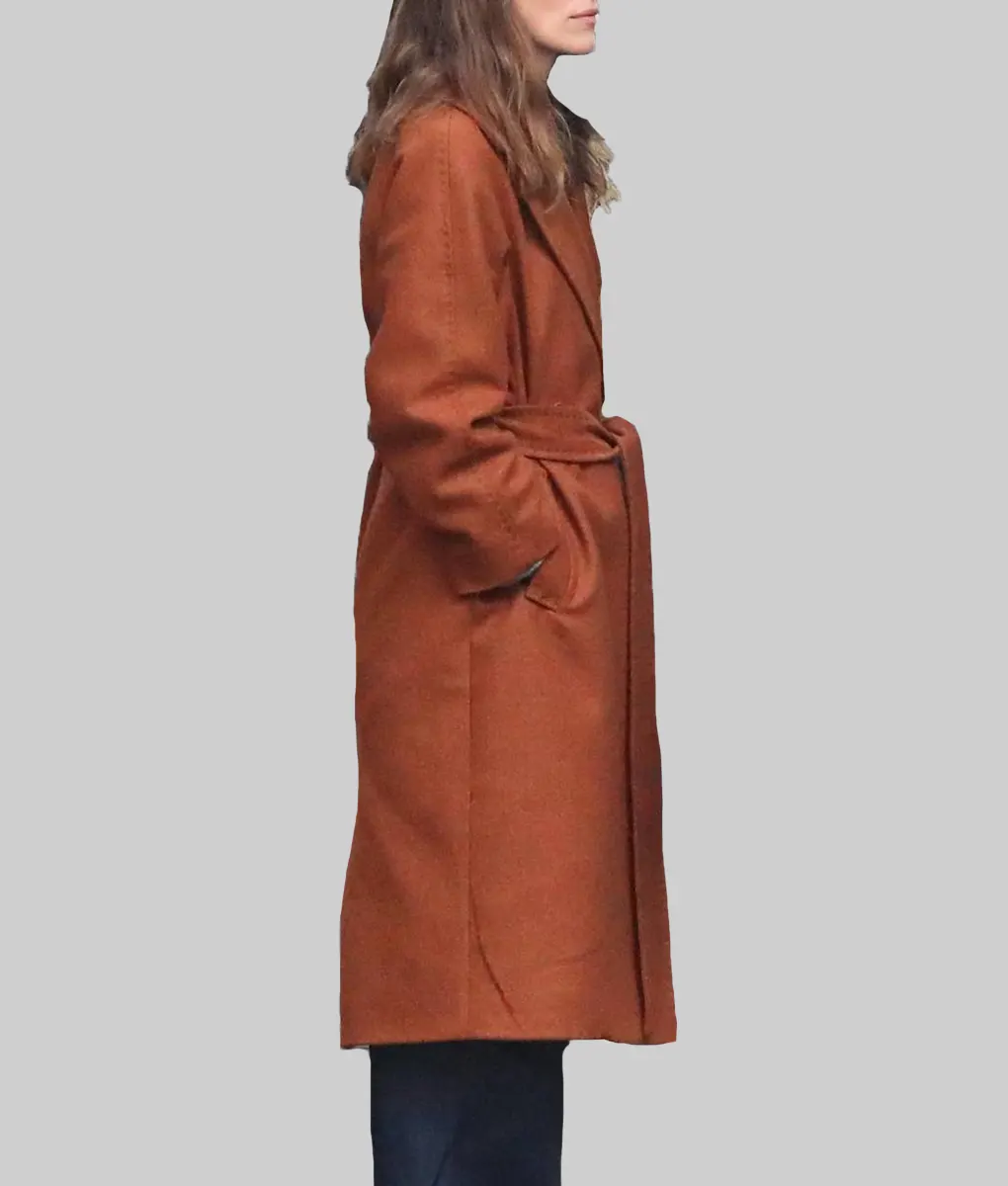 Black Doves Keira Knightley Brown Wool Coat-Side View