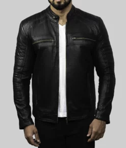 Boyle Mens Black Biker Leather Jacket - Mens Black Biker Leather Jacket-2