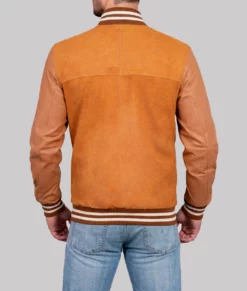 Boyle Mens Brown Varsity Leather Jacket-Back