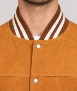 Boyle Mens Brown Varsity Leather Jacket-Zoom
