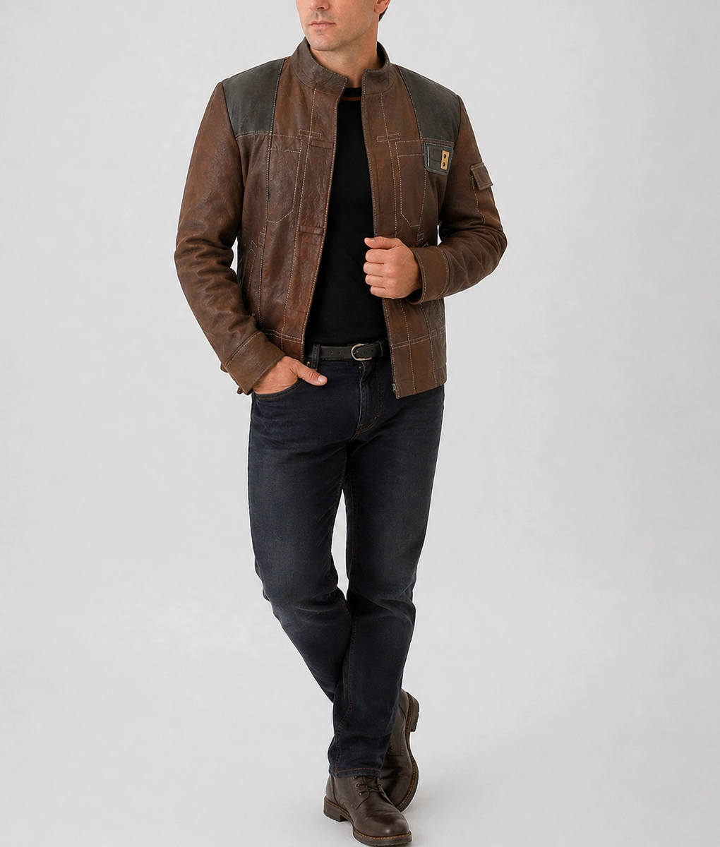 Carl Mens Dark Brown Distressed Leather Jacket | NYC Jackets