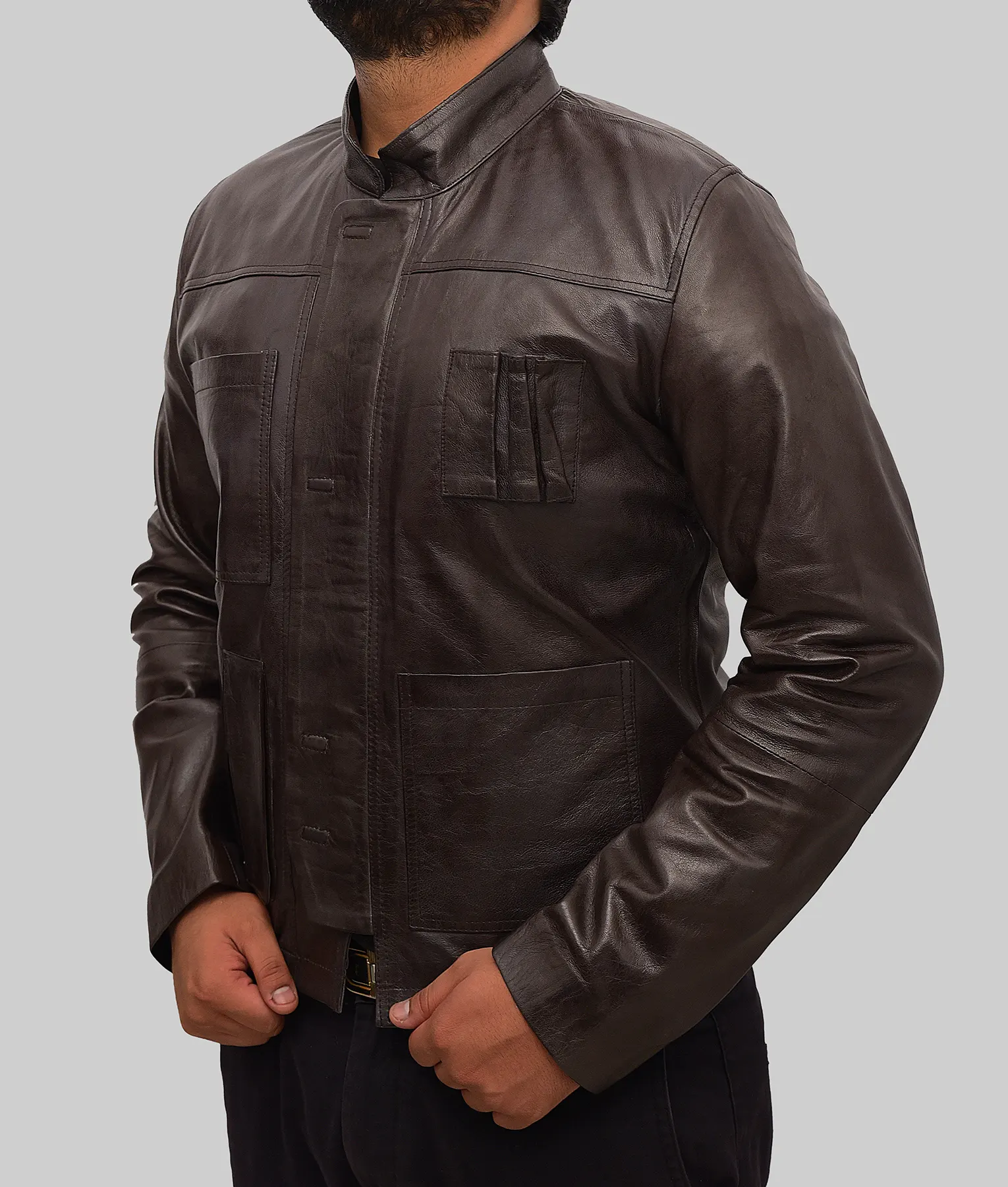 Carl Mens Dark Brown Leather Jacket - Mens Dark Brown Leather Jacket-5