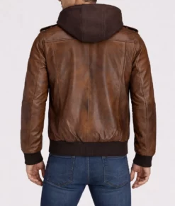 Christian Men's Brown Hooded Biker Leather Jacket | Men's Brown Hooded Biker Leather Jacke-3