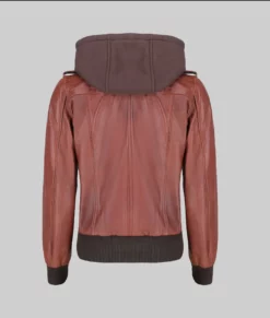 Christina Women's Brown Hooded Biker Leather Jacket - Women's Brown Hooded Biker Leather Jacket-3