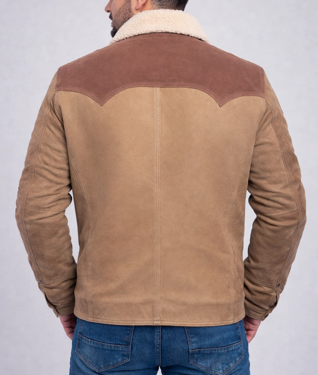 Garry Mens Mud White Shearling Leather Jacket | Mens Mud White Shearling Leather Jacket-3