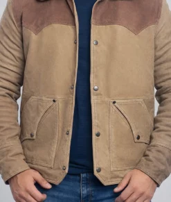 Garry Mens Mud White Shearling Leather Jacket | Mens Mud White Shearling Leather Jacket-1