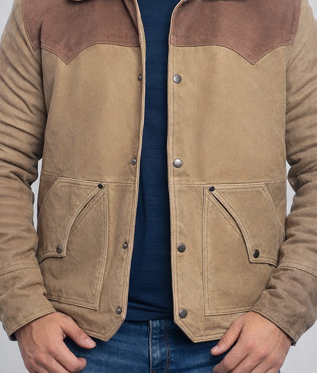 Garry Mens Mud White Shearling Leather Jacket | Mens Mud White Shearling Leather Jacket-1