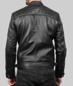 Jeoffery Mens Black Biker Leather Jacket - Mens Black Biker Leather Jacket-1