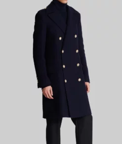 John Legend Navy Blue Wool Coat-Side View