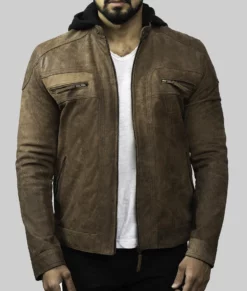 Kevin Mens Brown Distressed Biker Leather Jacket - Mens Brown Distressed Biker Leather Jacket-2
