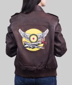 Kim Womens Brown G-1 Flight Leather Jacket - Womens Brown G-1 Flight Leather Jacket-1