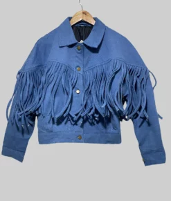 Landman Michelle Randolph Denim Fringe Jacket-Generic
