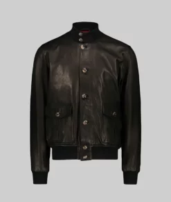 Lindsay Women's Black A-1 Bomber Leather Jacket - Women's Black A-1 Bomber Leather Jacket-2