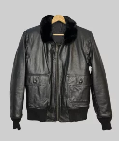 Linetti Women's Black G-1 Bomber Leather Jacket - Women's Black G-1 Bomber Leather Jacket-2