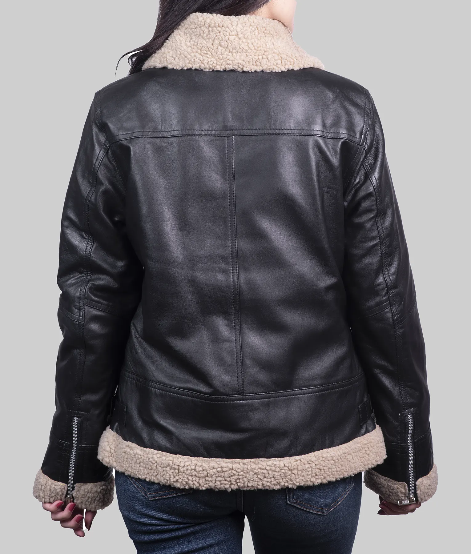 Marilyn Womens Dark Brown B-3 Bomber Leather Jacket - Womens Dark Brown B-3 Bomber Leather Jacket-1