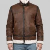 Monroe Mens Dark Brown B-3 Bomber Leather Jacket | Men's Dark Brown B-3 Bomber Leather Jacket-5